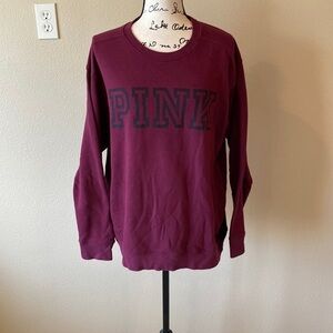 Victoria’s Secret PINK maroon crew neck sweatshirt with black lettering